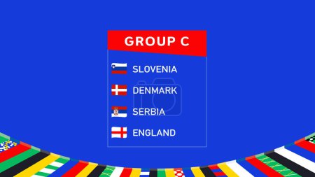 European Nations 2024 Group C Flags Ribbon Design Abstract Teams Countries European Football Symbol Logo Vector Illustration