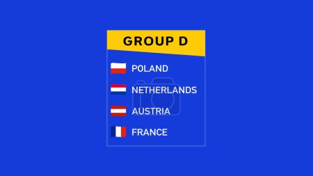 European Nations 2024 Grupo D Banderas Cinta Diseño Abstracto Equipos Países Símbolo de Fútbol Europeo Logo Vector Illustration
