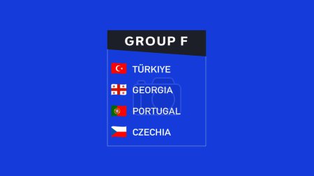 Europäische Nationen 2024 Gruppe F Flaggen Band Abstraktes Design Teams Länder Europäisches Fußballsymbol Logo Vektor Illustration