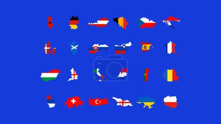Photo for European Football 2024 Flags Map Abstract Design Symbol European Football Nations Teams Countries Vector illustration - Royalty Free Image