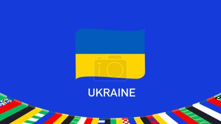 Ukraine Flag Ribbon Teams European Nations 2024 Abstract Countries European Germany Football Symbol Logo Design Vector Illustration