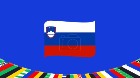Téléchargez les illustrations : Slovénie Ruban emblème Nations européennes 2024 Équipes Pays Allemagne européenne Symbole de football Logo Design Illustration vectorielle - en licence libre de droit