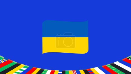Ukraine Emblem Ribbon European Nations 2024 Teams Countries European Germany Football Symbol Logo Design Vector Illustration