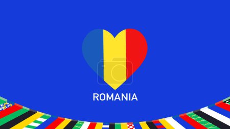 Rumänien Emblem Herz Teams Europäische Nationen 2024 Symbol Abstrakte Länder Europa Deutschland Fußball Logo Design Vector Illustration