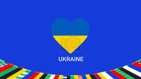 Ukraine Flag Heart Teams European Nations 2024 Abstract Countries European Germany Football Symbol Logo Design Vector Illustration
