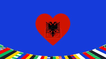 Albania Bandera Corazón Naciones Europeas 2024 Equipos Países Alemania Europea Símbolo de Fútbol Logotipo Diseño Vector Ilustración