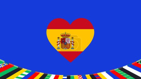 Spain Emblem Heart European Nations 2024 Teams Countries European Germany Football Symbol Logo Design Vector Illustration