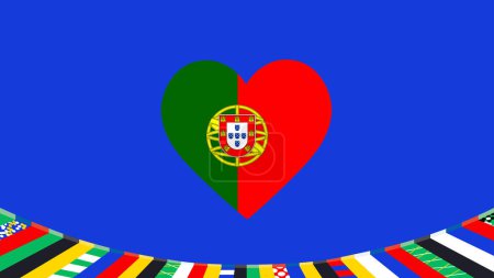 Portugal Flag Heart European Nations 2024 Equipes Pays European Germany Football Symbol Logo Design Illustration vectorielle