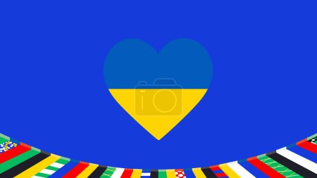 Ukraine Emblem Heart European Nations 2024 Teams Countries European Germany Football Symbol Logo Design Vector Illustration