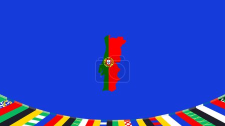 Portugal Mapa de la Bandera Naciones Europeas 2024 Equipos Países Alemania Europea Símbolo de Fútbol Logotipo Diseño Vector Ilustración