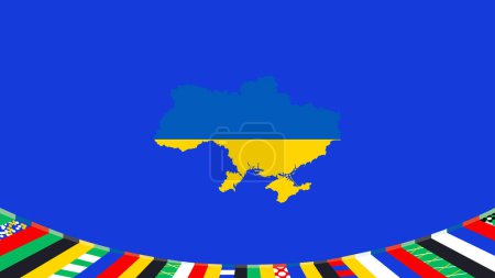 Ukraine Flag Map European Nations 2024 Teams Countries European Germany Football Symbol Logo Design Vector Illustration