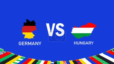 Germany And Hungary Match Flag Map European Nations Football 2024 Abstract Design Teams Countries Symbol Logo Vector Illustration