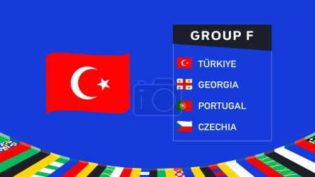 Turkiye Flag Ribbon Group F European Nations 2024 Equipos Países European Germany Símbolo de Fútbol Logotipo Diseño Vector Ilustración