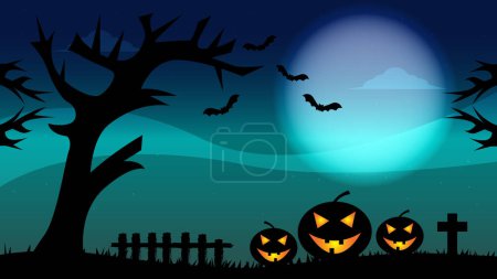 Illustration for Halloween illustration with pumpkins vector background design - Royalty Free Image