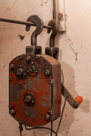 Photo for Close-up of an old rusty lifting crane - Royalty Free Image