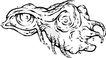Téléchargez les illustrations : Crazy Weird Fish Monster, motif noir et blanc, gribouillis créatifs, art bizarre. Illustration vectorielle - en licence libre de droit