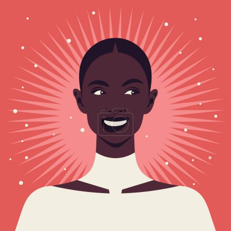 Illustration for Portrait of an African young woman. Avatar of a naughty and playful teenager. A fashion model. Vector illustration in flat style. - Royalty Free Image