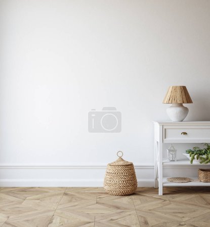 Foto de Casa de campo escandinava sala de estar interior, 3d render - Imagen libre de derechos