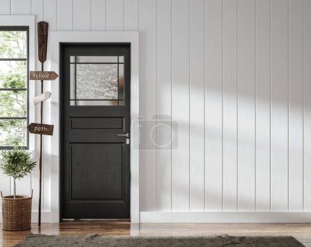 Photo for Home mockup, farmhouse hallway interior background, 3d render - Royalty Free Image