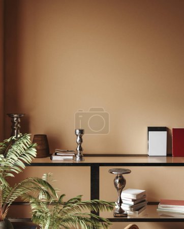 Photo for Blank wall mockup in living room interior background, 3d render - Royalty Free Image
