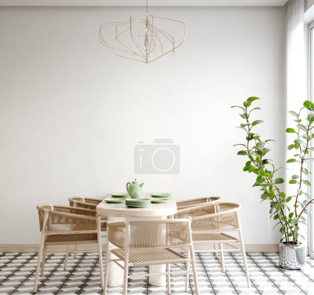 Photo for Home mockup, cozy dining room interior background, 3d render - Royalty Free Image