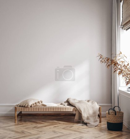 Photo for Home mock up, modern beige room interior, Scandinavian style, 3d render - Royalty Free Image