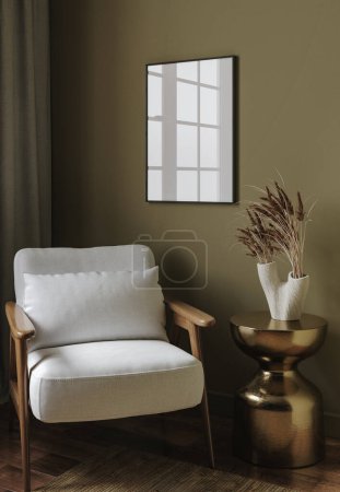 Photo for Mockup frame in modern bedroom interior background, 3d render - Royalty Free Image