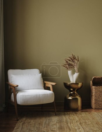 Photo for Home mockup, dark green bedroom interior background, 3d render - Royalty Free Image