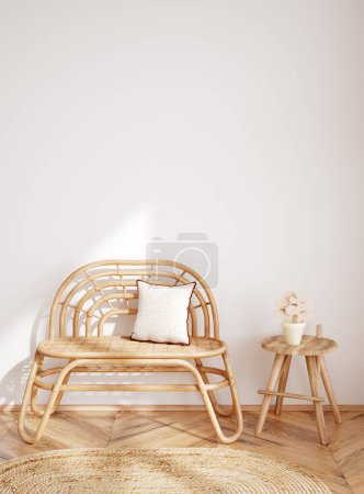 Foto de Blanco acogedor fondo interior de la habitación de los niños, maqueta de pared, 3D render - Imagen libre de derechos