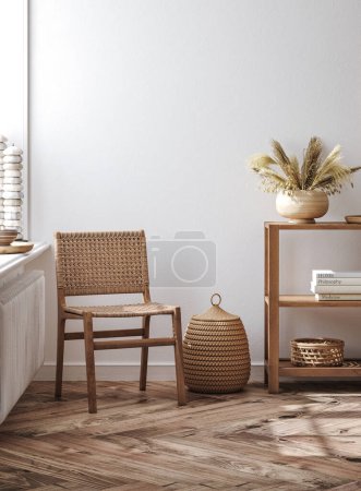 Photo for Home mockup, farmhouse living room interior background, 3d render - Royalty Free Image