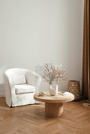 Foto de Inicio maqueta, contemporáneo minimalista interior de la sala de estar, 3d render - Imagen libre de derechos