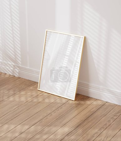 Photo for Mockup poster frame in white luxury bedroom interior, 3d render - Royalty Free Image