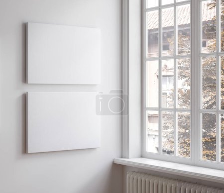 Photo for Canvas mockup close up, 3d render - Royalty Free Image