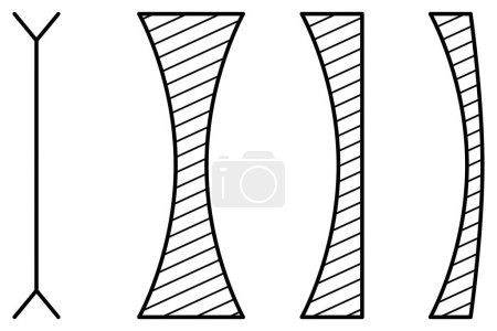 Ilustración de Marca esquemática de lentes divergentes: dispersión y sus formas - Imagen libre de derechos