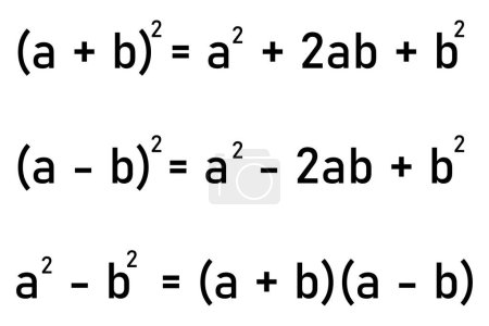 Ilustración de Expresiones algebraicas - fórmulas para binomios cuadrados - Imagen libre de derechos