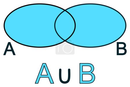 Téléchargez les illustrations : Unification de deux ensembles - représentation graphique en bleu - en licence libre de droit