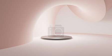Photo for Minimal 3D room podium and abstract background showing an abstract geometric stage with a realistic cylindrical podium 3D illustration - Royalty Free Image