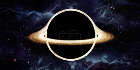 Photo for Black holes hawking radiation gravitational fields quasars warped spacetime gravity event horizons Cosmic background in space 3D illustration - Royalty Free Image