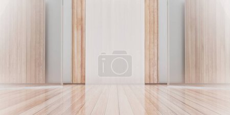 Foto de Piso de madera escenario de listones telón de fondo de pared de grano de madera vieja ilustración 3d - Imagen libre de derechos