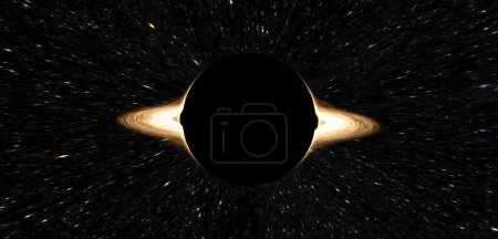 Photo for The black hole is radiating gravity field Time bends quasars warp gravity spacetime bends. event horizon Cosmic background in deep space 3d illustration - Royalty Free Image