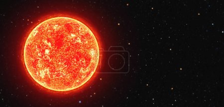 Téléchargez les photos : Soleil rayons cosmiques du soleil éruption solaire explosion émissions de fusion nucléaire rayonnement de la surface d'une étoile illustration 3D - en image libre de droit
