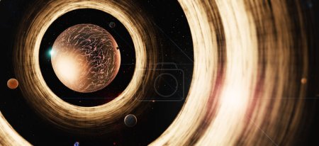 Photo for Big stars with light rings Deep space nebula and galaxy Galaxy and stars Deep space Starry universe 3d illustration - Royalty Free Image
