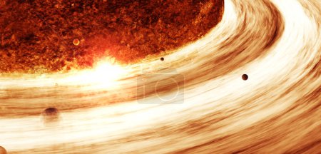 Foto de Grandes estrellas con anillos de luz Nebulosa espacial profunda y galaxia Galaxia y estrellas Espacio profundo Universo estrellado 3d ilustración - Imagen libre de derechos