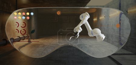 Téléchargez les photos : MR lunettes VR lunettes réalité virtuelle affichage simulateur technologie simulation industrie AR optique science illustration 3D - en image libre de droit