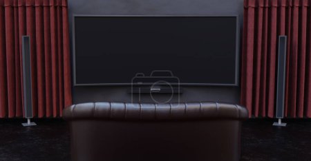 home movie room Home theater set living room game room small cinema 3D illustration