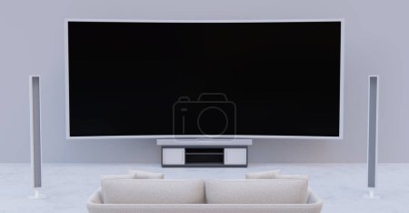 Home theater set living room home movie room  game room small cinema 3D illustration