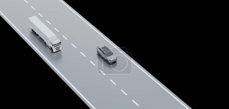 Road car path 3D illustration