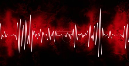 Heart wave pulse 3D illustration equalizer neon colors