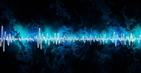 Heart wave pulse 3D illustration equalizer neon colors
