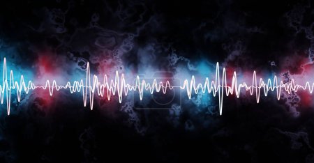 Pulso de onda cardíaca Ilustración 3D ecualizador colores neón